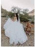 Illusion Neck Tulle Ruffled Chic Wedding Dress